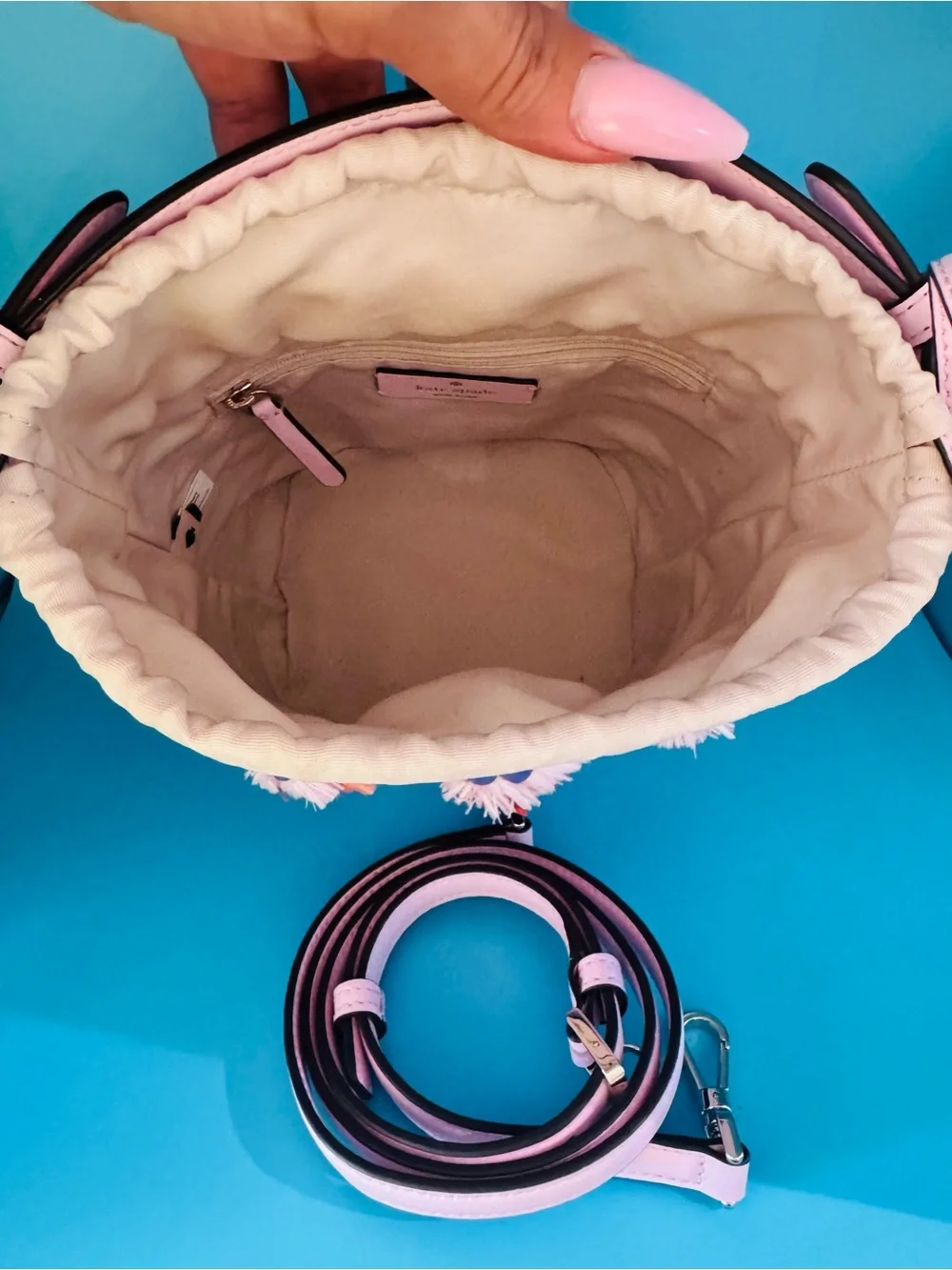 Kate Spade Flock Party Pippa Pink Parrot Bucket Bag Crossbody EUC Rare
